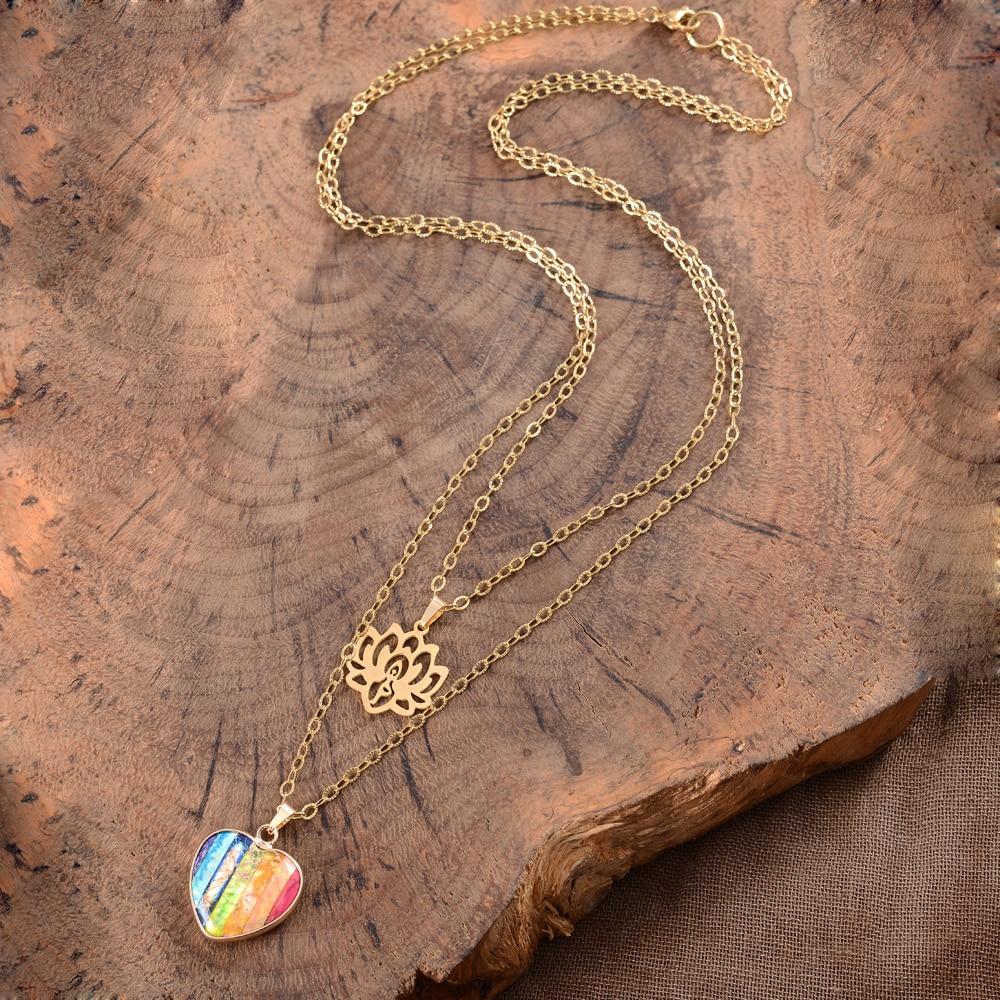 Jasper Love Lotus Necklace | Stainless Steel 3