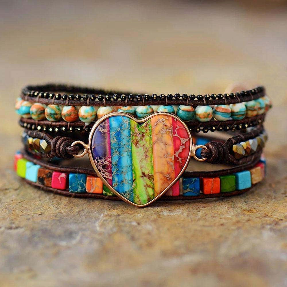 Jasper Love Protection Wrap Bracelet | Genuine Leather 0