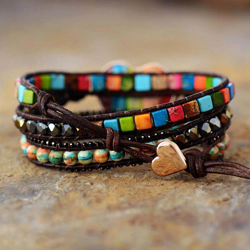 Jasper Love Protection Wrap Bracelet | Genuine Leather 1