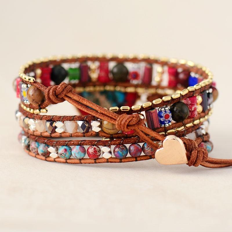 Jasper Love Protection Wrap Bracelet | Genuine Leather 2