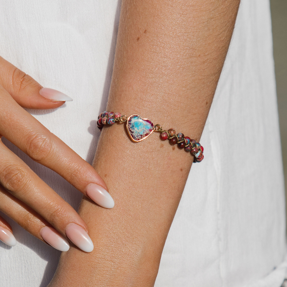 Jasper Protection Love Bracelet | Vegan Leather 3