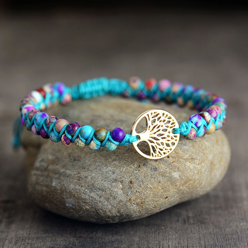 Jasper Tree of Life Bracelet | Alloy and Vegan Leather 0