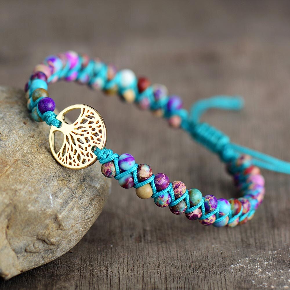 Jasper Tree of Life Bracelet | Alloy and Vegan Leather 1