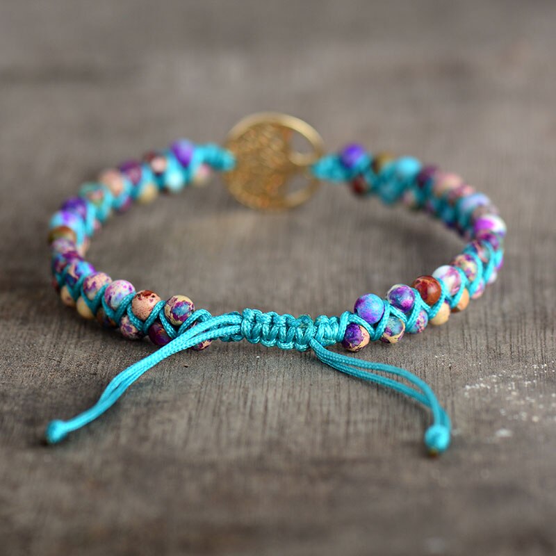 Jasper Tree of Life Bracelet | Alloy and Vegan Leather 2