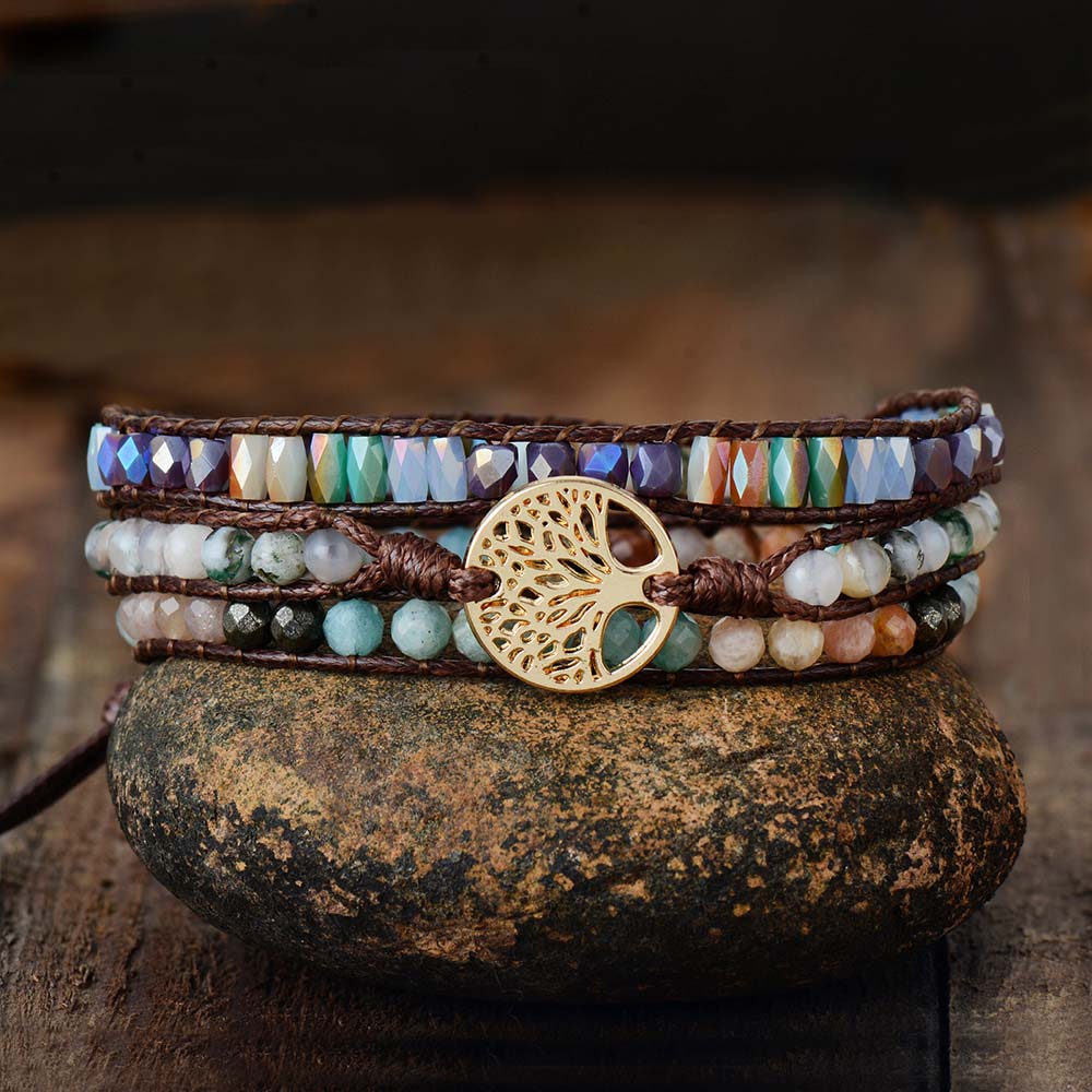 Jasper Tree of Life Bracelet | Vegan Leather 0