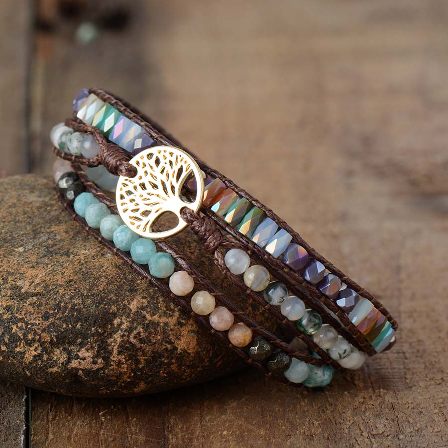 Jasper Tree of Life Bracelet | Vegan Leather 2