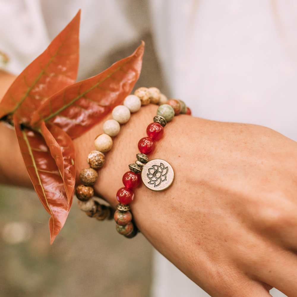 Jasper and Carnelian Mala Bead Bracelets | Natural Stones 1
