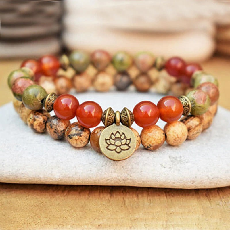 Jasper and Carnelian Mala Bead Bracelets | Natural Stones 7