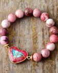 Jasper and Rhodonite Beaded Bracelet | Natural Stones 1