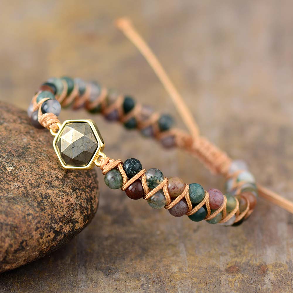 Labradorite Hexagon Bracelet | Zinc Alloy 0