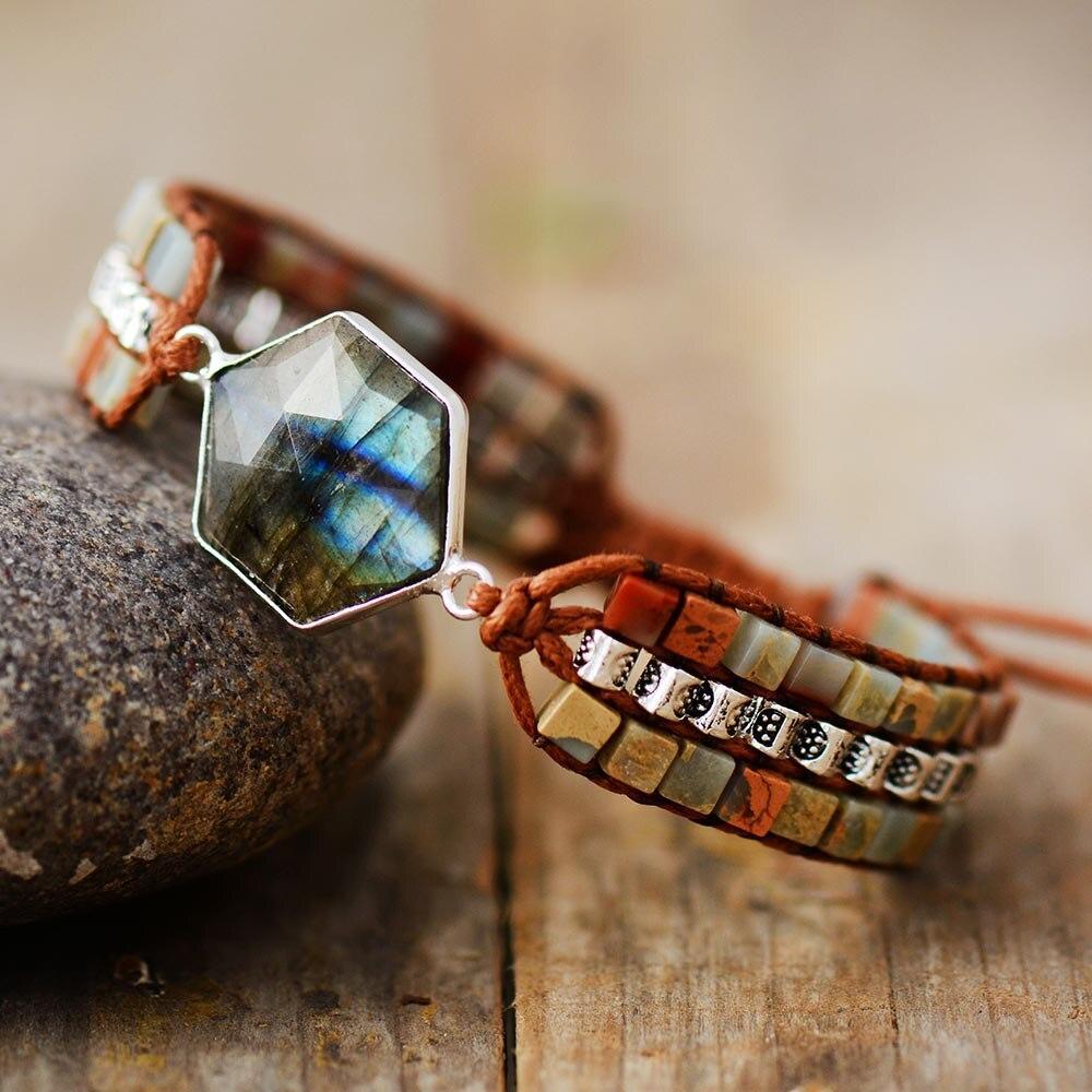Labradorite Hexagon Bracelet | Zinc Alloy 0