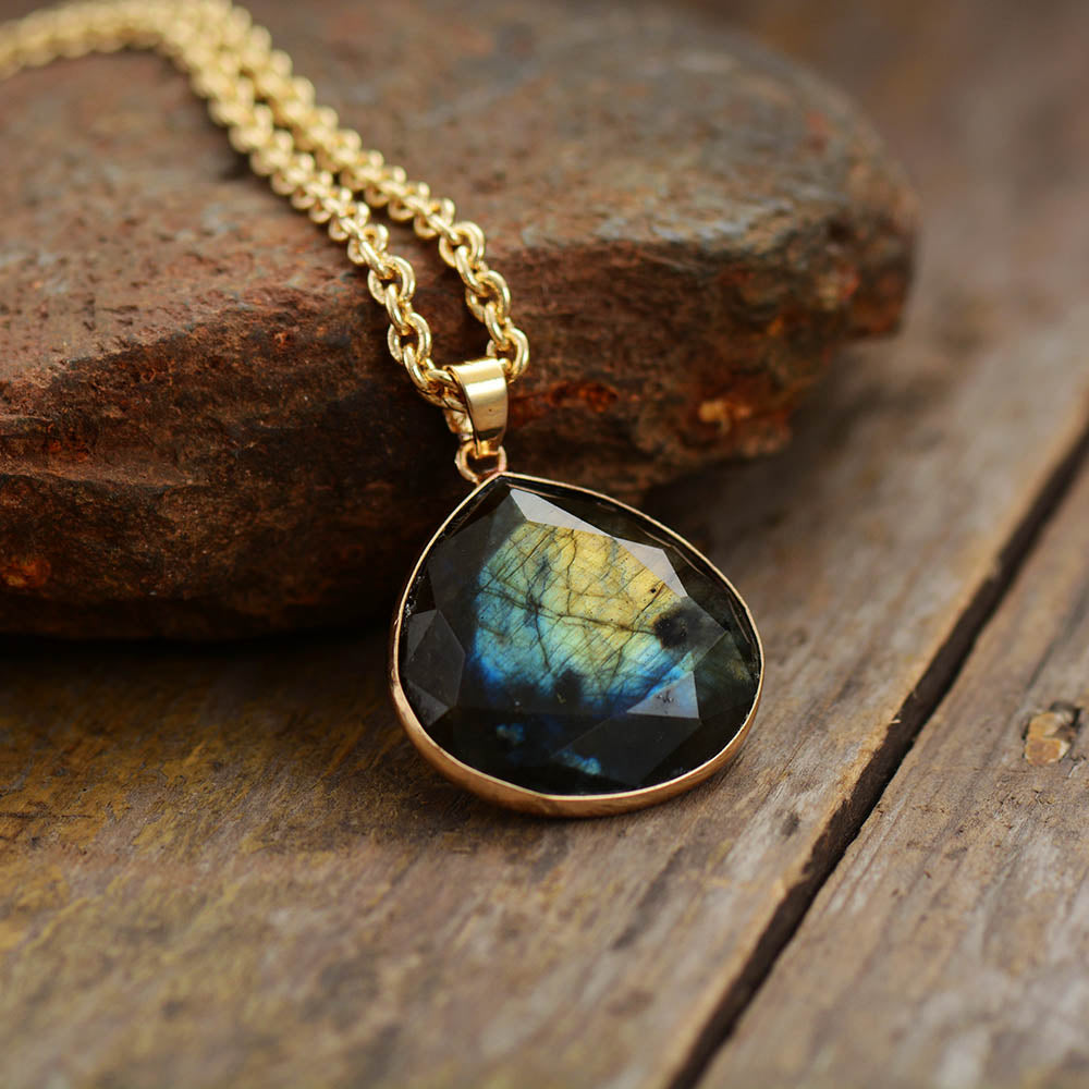 Labradorite Pendant Necklace | Stainless Steel 0