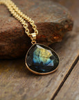 Labradorite Pendant Necklace | Stainless Steel 0