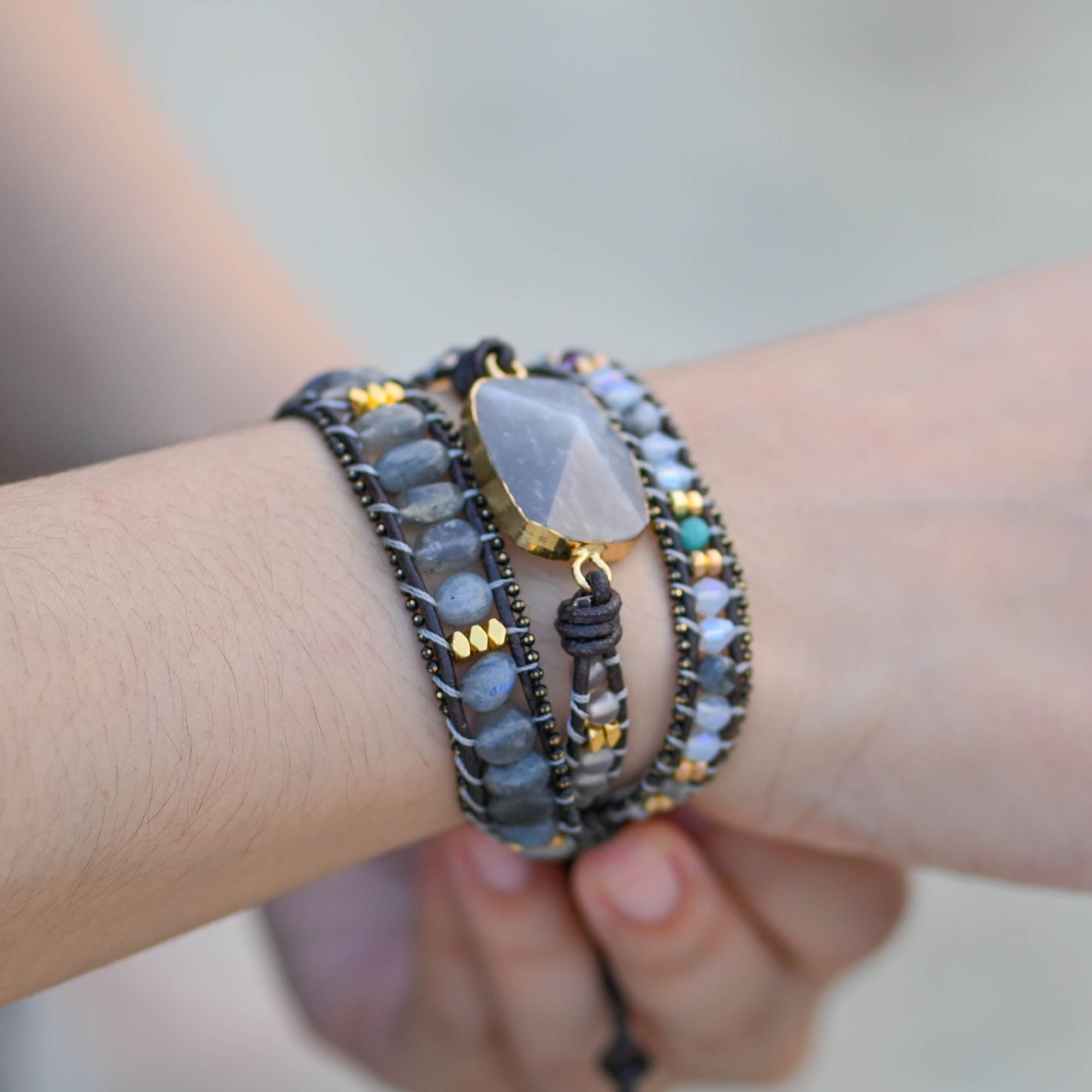 Labradorite Protection Wrap Bracelet | Natural Stone 3