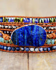 Lapis Lazuli Protection Wrap Bracelet | Genuine Leather 0