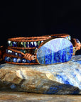 Lapis Lazuli Protection Wrap Bracelet | Genuine Leather 3