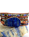 Lapis Lazuli Protection Wrap Bracelet | Genuine Leather 4