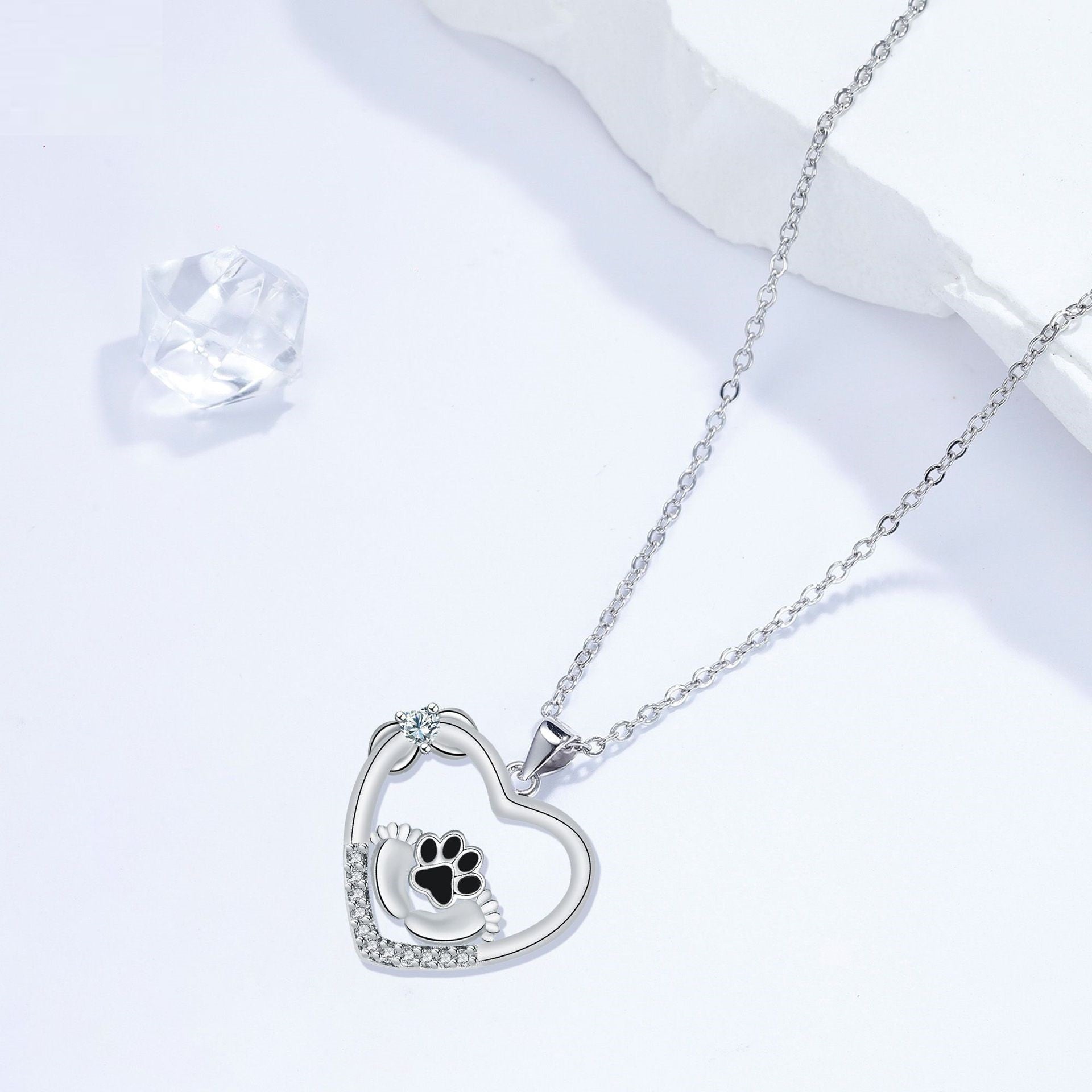 Little Feet Dog Paw Print Necklace | Silver-plated Alloy 2