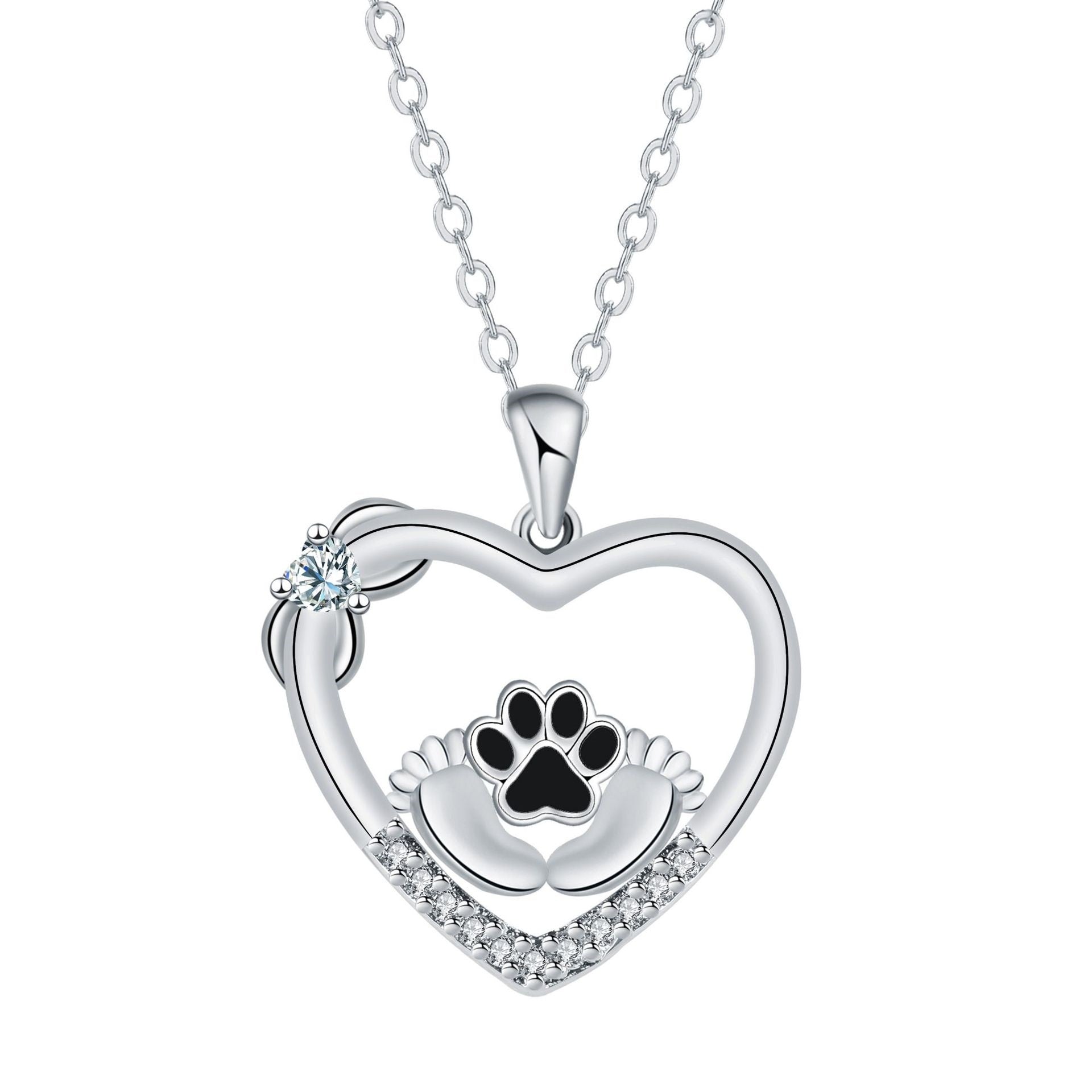 Little Feet Dog Paw Print Necklace | Silver-plated Alloy 3