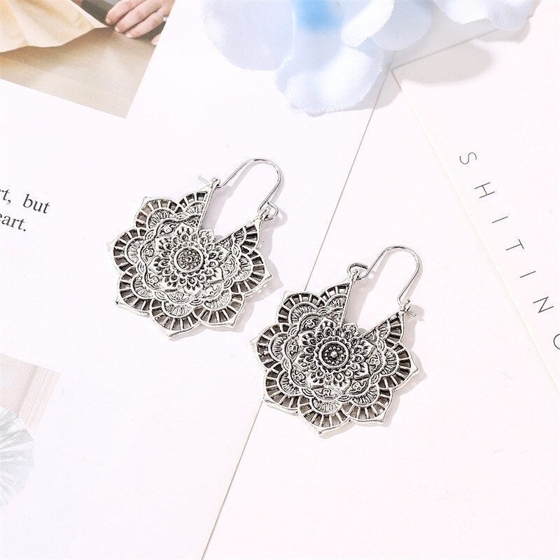 Lotus Mandala Earrings | Silver 1