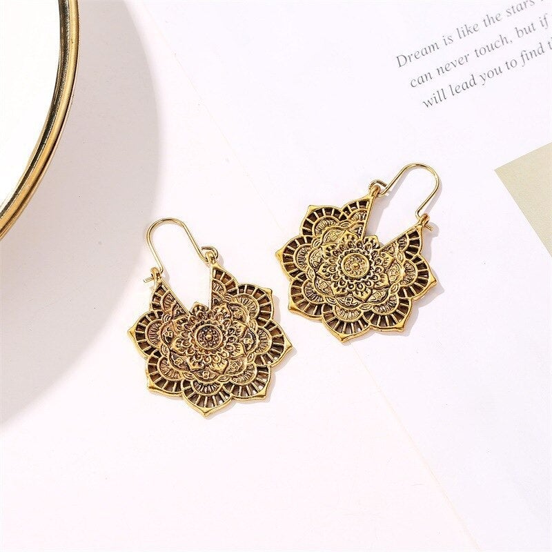 Lotus Mandala Earrings | Silver 2