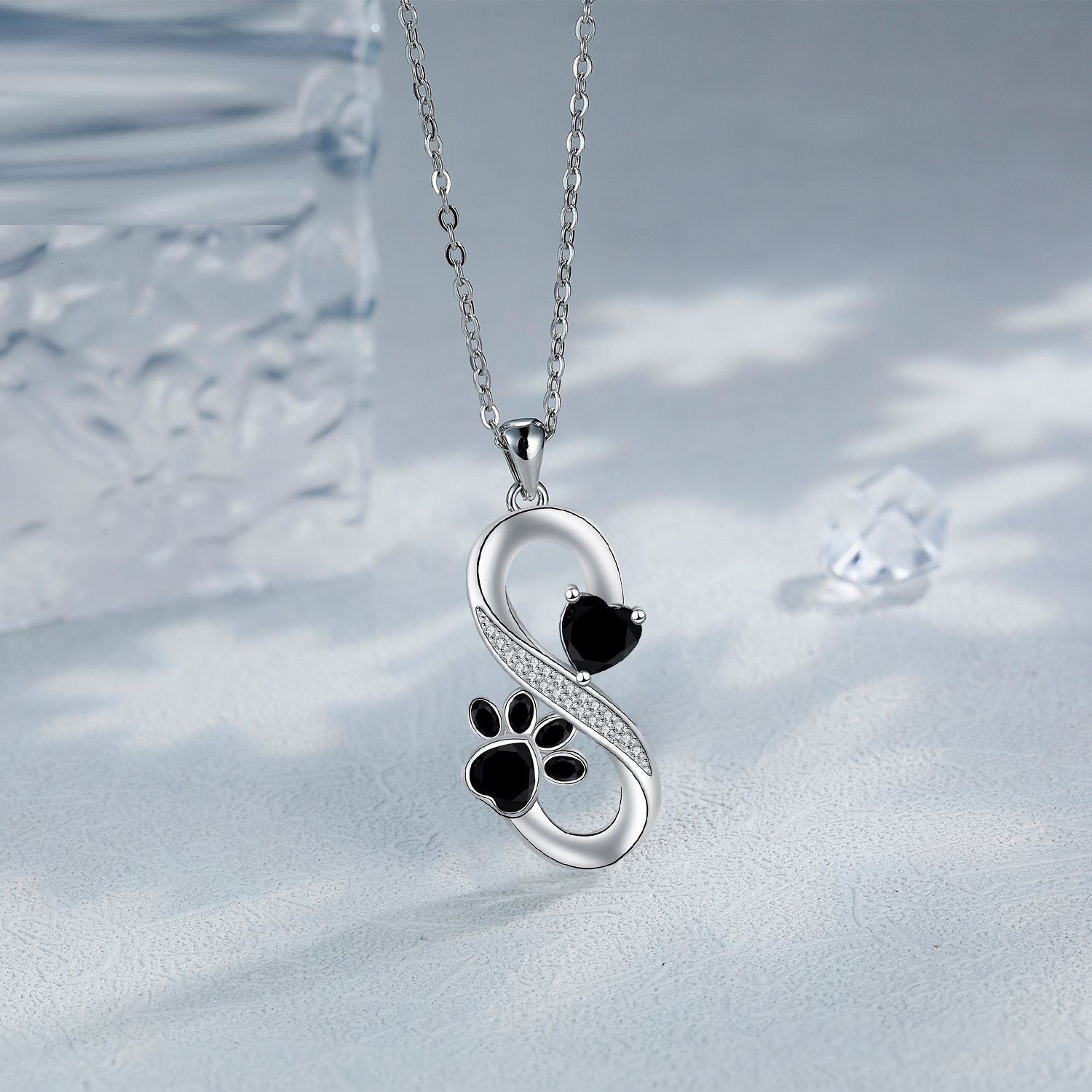 Loyalty Link Necklace | Infinite Symbol Jewelry | Heart Design | Paw Print Pendant 2