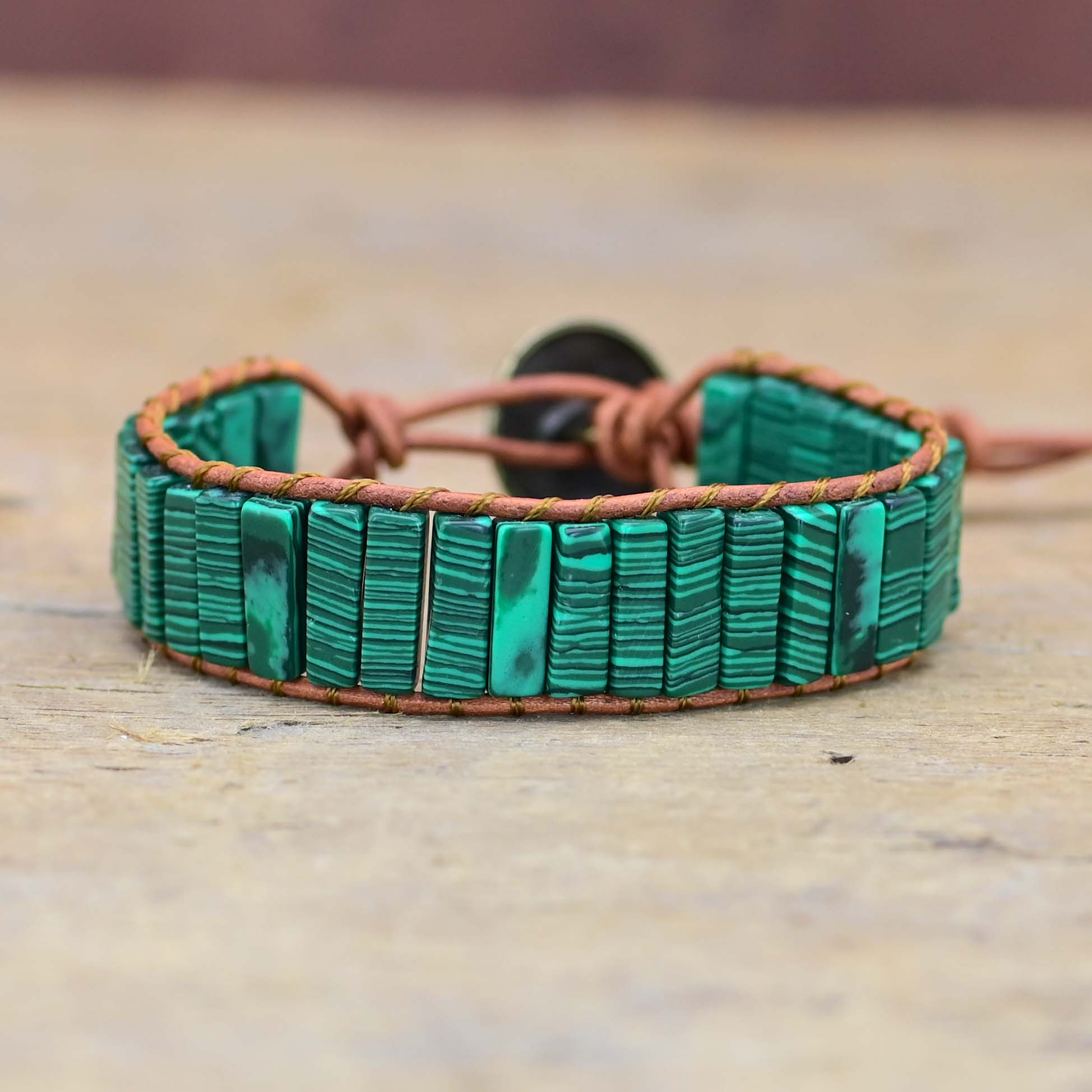 Malachite Leather Bracelet | Genuine Leather 2