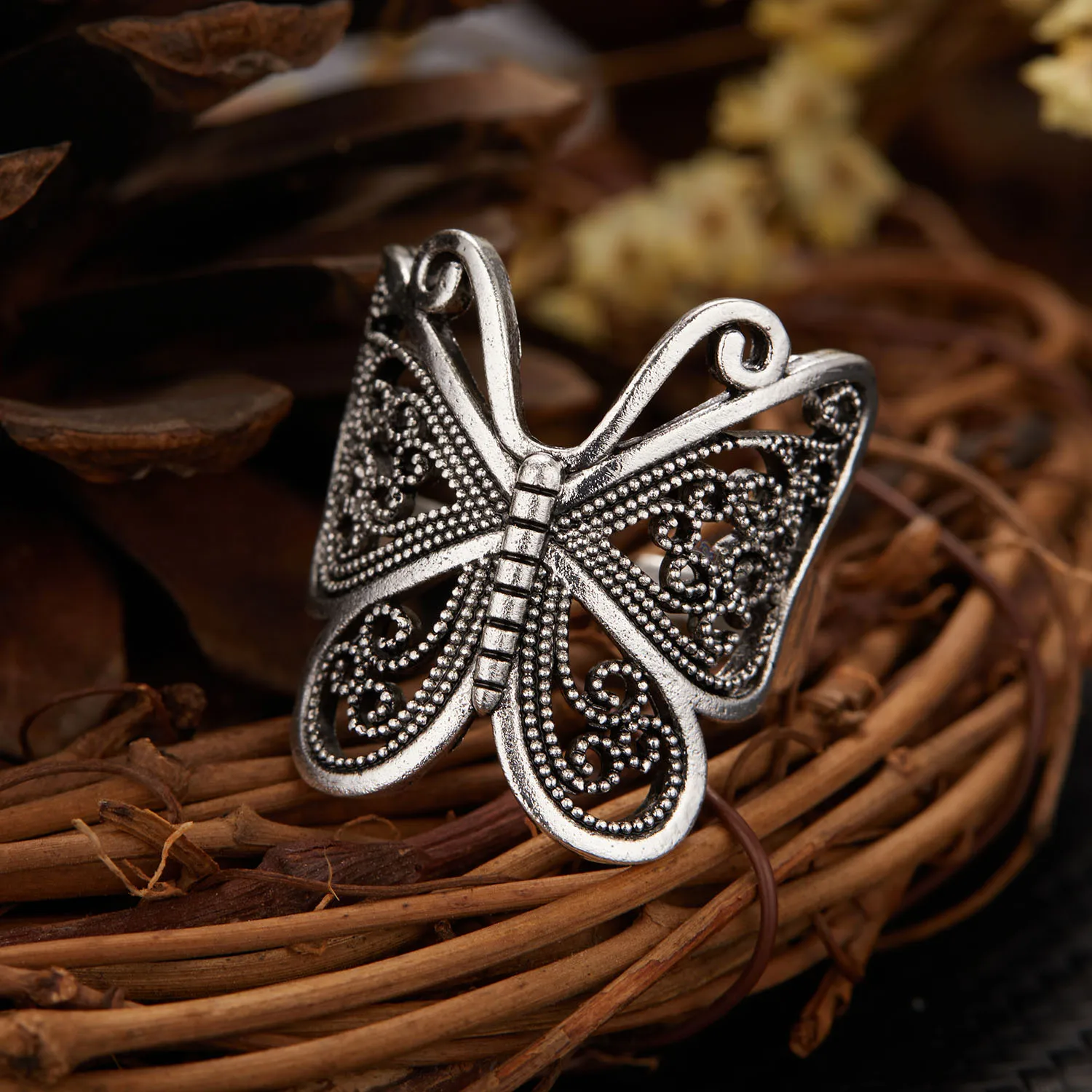 Men's Vintage Butterfly Silver Ring | Unique Silver Jewelry | Handcrafted Ring | Artisan Design 0