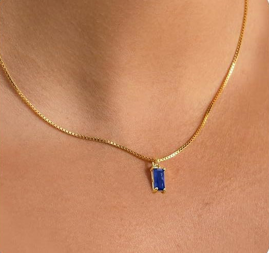 Minimalist Sapphire Pendant Necklace | White Gold 0