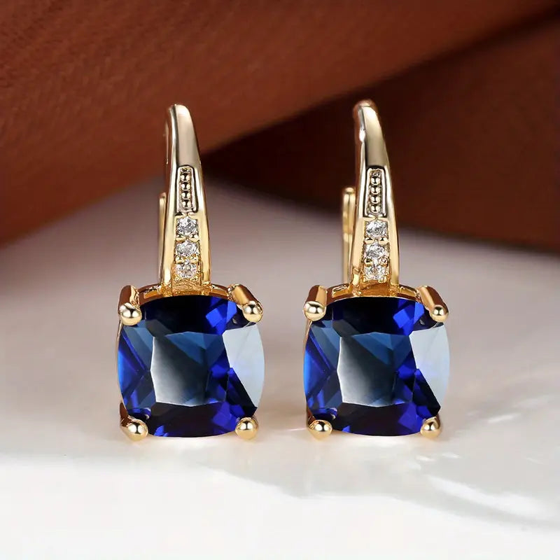 Mystic Sapphire Hoop Earrings | Gold 0