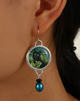 Mystical Cat | Vintage Earrings | Tropical Dangle Jewelry 1