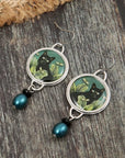 Mystical Cat | Vintage Earrings | Tropical Dangle Jewelry 4