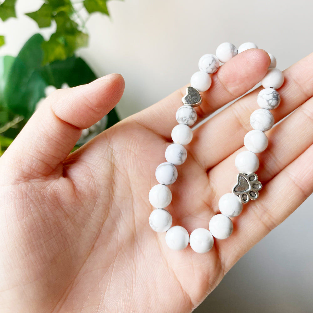 Natural Gemstone Bracelet with Paw & Heart Charm | Stainless Steel 2