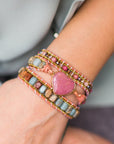 Natural Rhodonite Love Wrap Bracelet | Gemstone 1