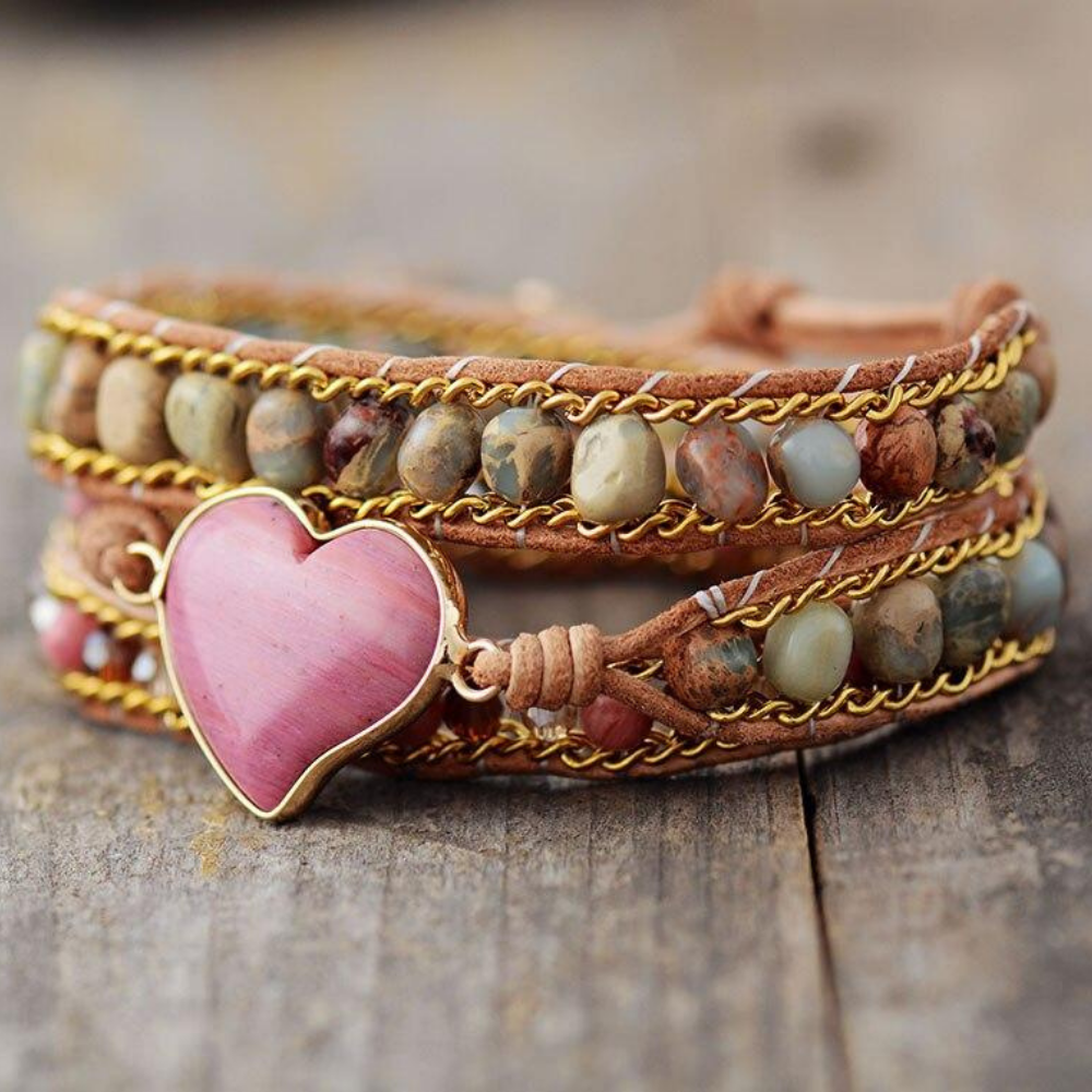 Natural Rhodonite Love Wrap Bracelet | Gemstone 2