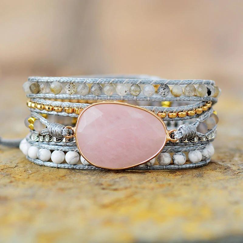 Natural Rose Quartz Wrap Bracelet | Natural Stone 0