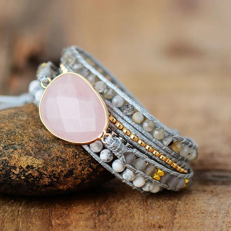Natural Rose Quartz Wrap Bracelet | Natural Stone 3