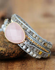 Natural Rose Quartz Wrap Bracelet | Natural Stone 3