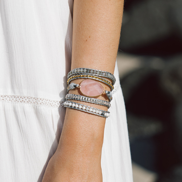 Natural Rose Quartz Wrap Bracelet | Natural Stone 6