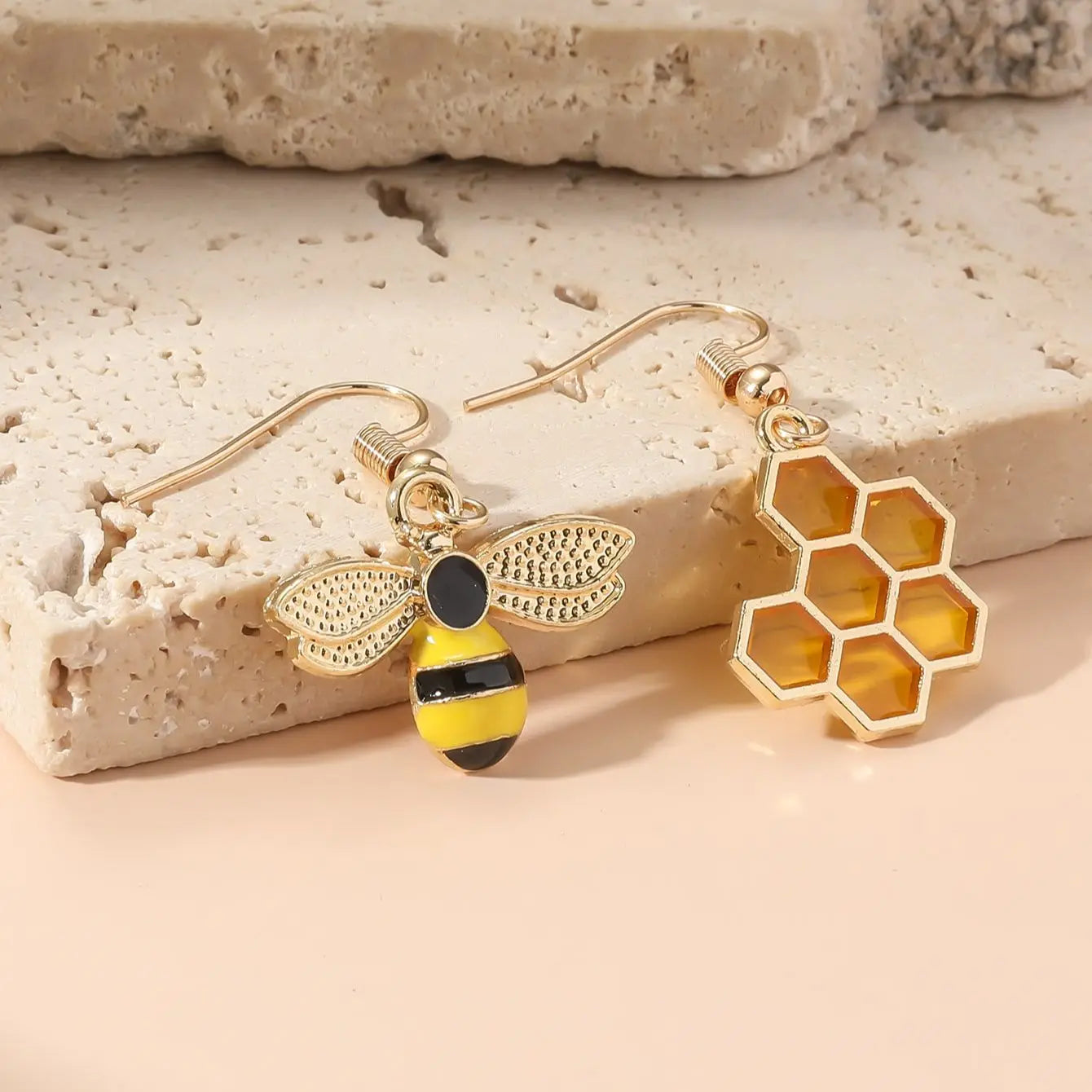 Nature's Charm | Honeycomb Earrings | Bee Drop Earrings | Unique Jewelry 1