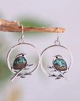 Nature's Embrace Earrings | Vintage Bird Jewelry | Turquoise Inlay Design 2