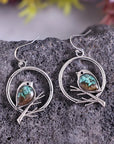 Nature's Embrace Earrings | Vintage Bird Jewelry | Turquoise Inlay Design 3