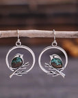 Nature's Embrace Earrings | Vintage Bird Jewelry | Turquoise Inlay Design 4