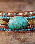 Ocean Jasper Wrap Bracelet | Genuine Leather 0