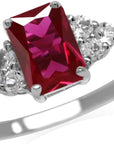 Octagon Cut Ruby Ring | White Gold 0