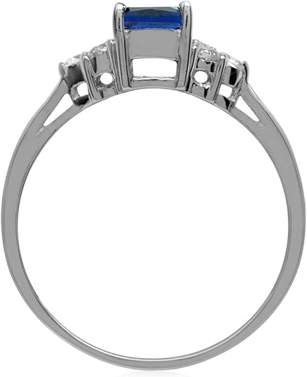 Octagon Cut Sapphire Ring | White Gold 2