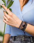 Onyx Moonlight Wrap Bracelet | Leather 4