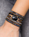 Onyx Moonlight Wrap Bracelet | Leather 6