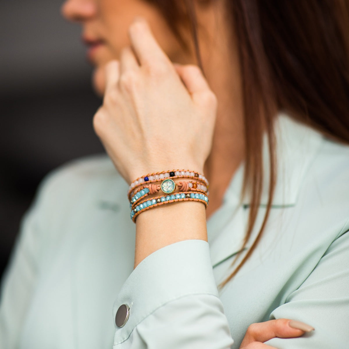 Opal Protection Wrap Bracelet | Genuine Leather 1