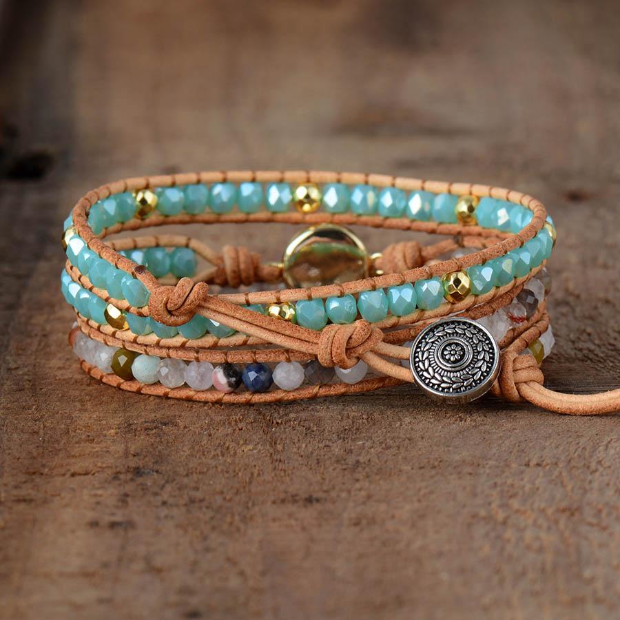 Opal Protection Wrap Bracelet | Genuine Leather 2